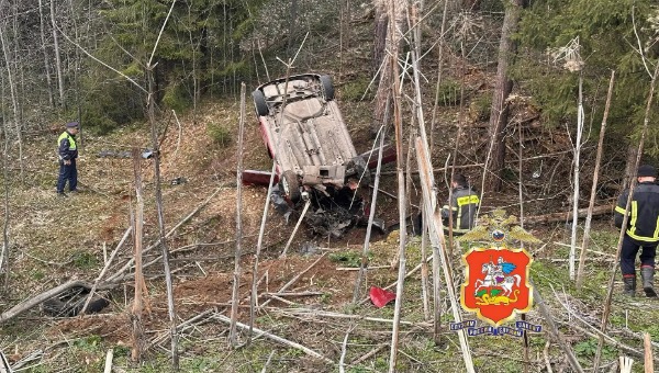 Автомобиль в Подмосковье совершил кульбит с приземлением на крышу