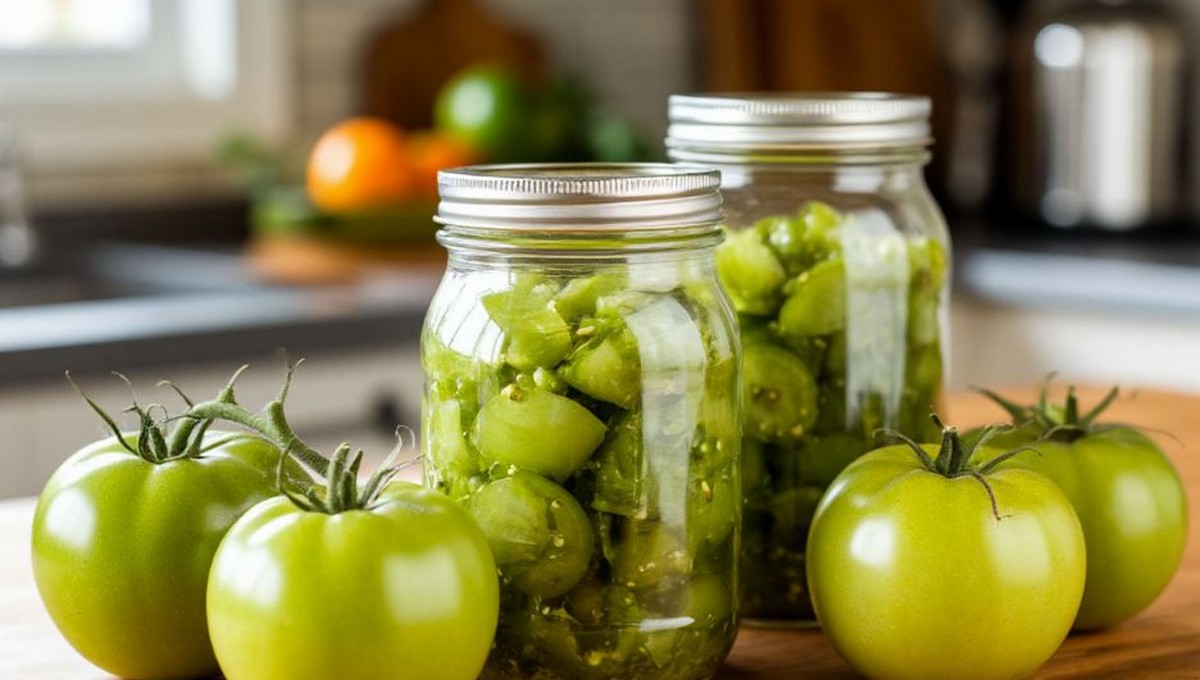 Очень ароматный салат из зелёных помидоров на зиму